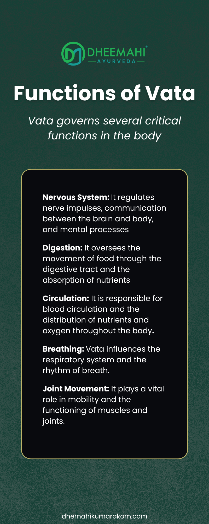 Functions of Vata