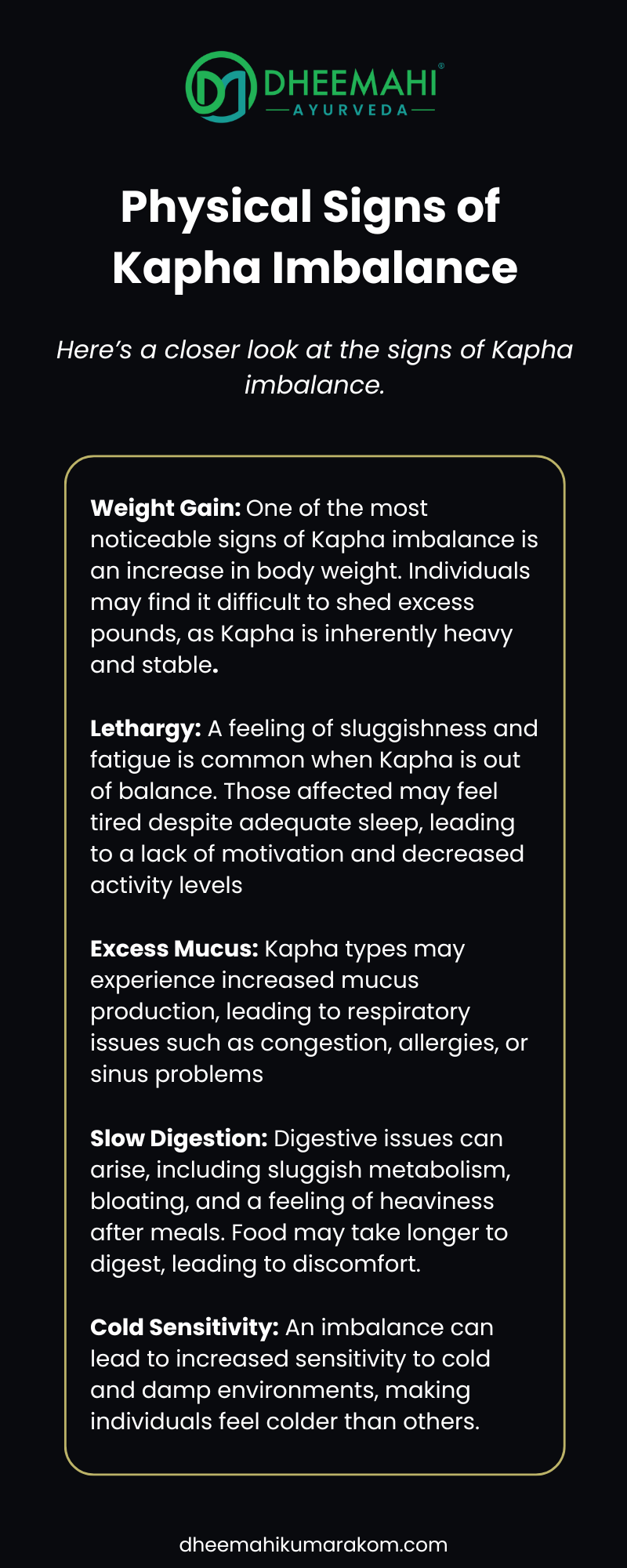 Physical Signs of Kapha Imbalance